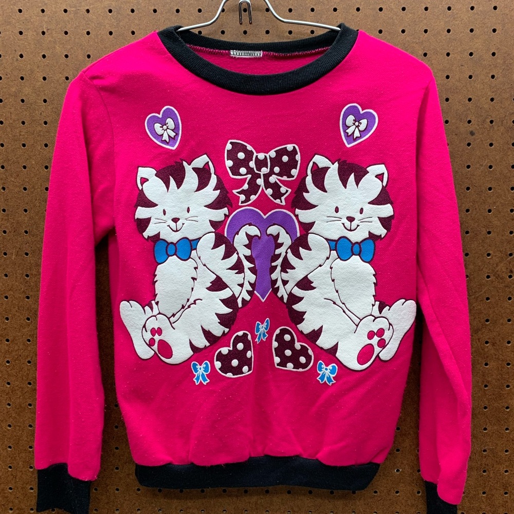 Vintage 1980s girls cat kitten long sleeve sweatshirt